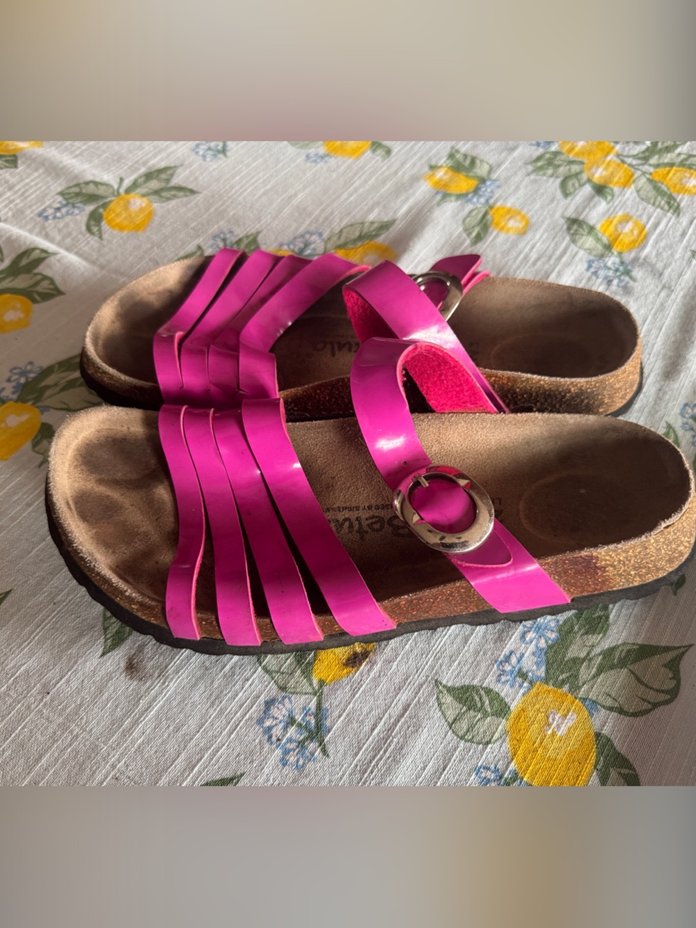 Bright Pink Strappy Buckle Slide Sandals